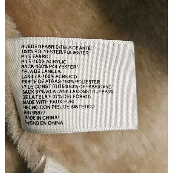 Vintage St. John’s Bay Womens SM Faux Suede Faux Fur Penny Lane Coat Tan Hooded - Picture 9 of 10